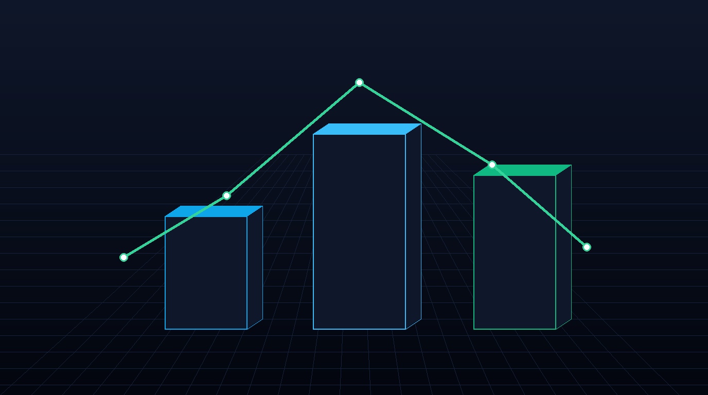 3D ascending pricing tier towers and conversion trajectory curve