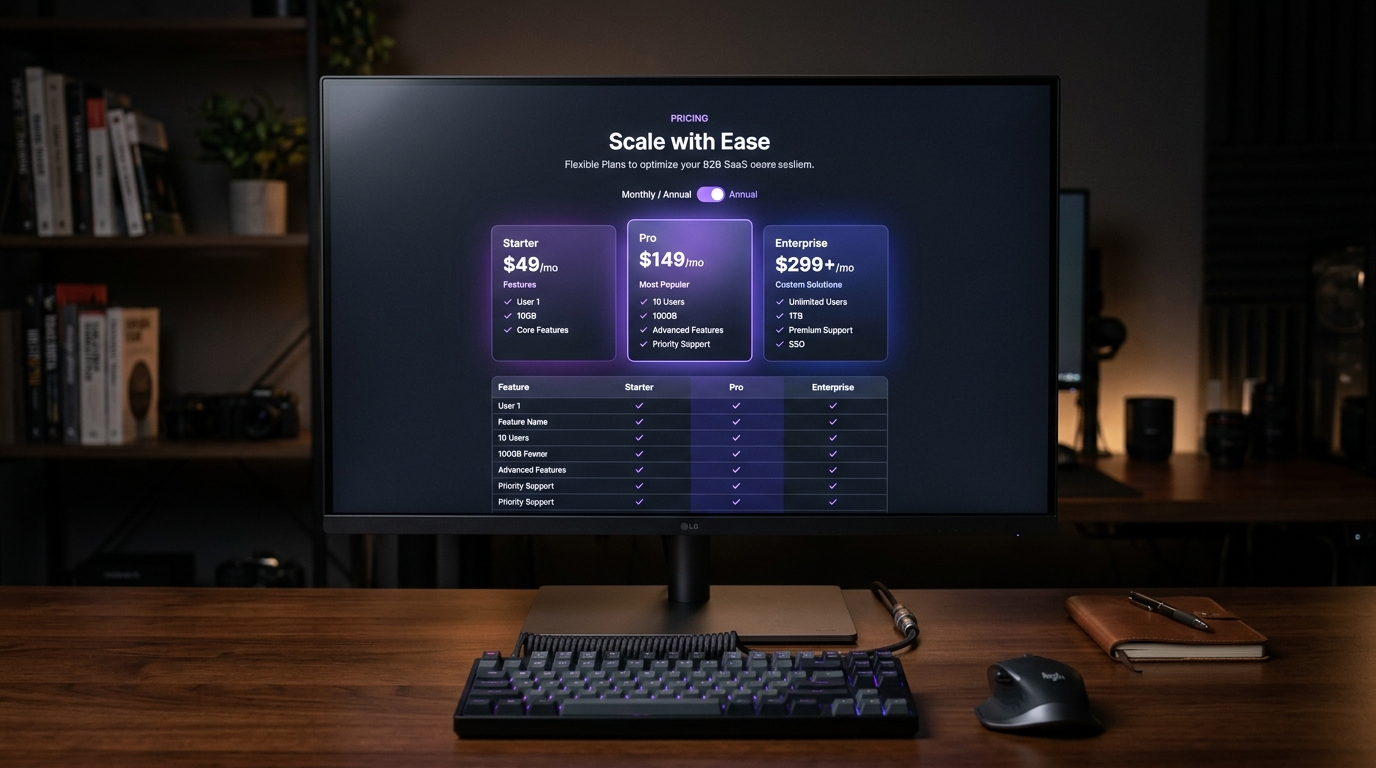 b2b saas pricing page ux